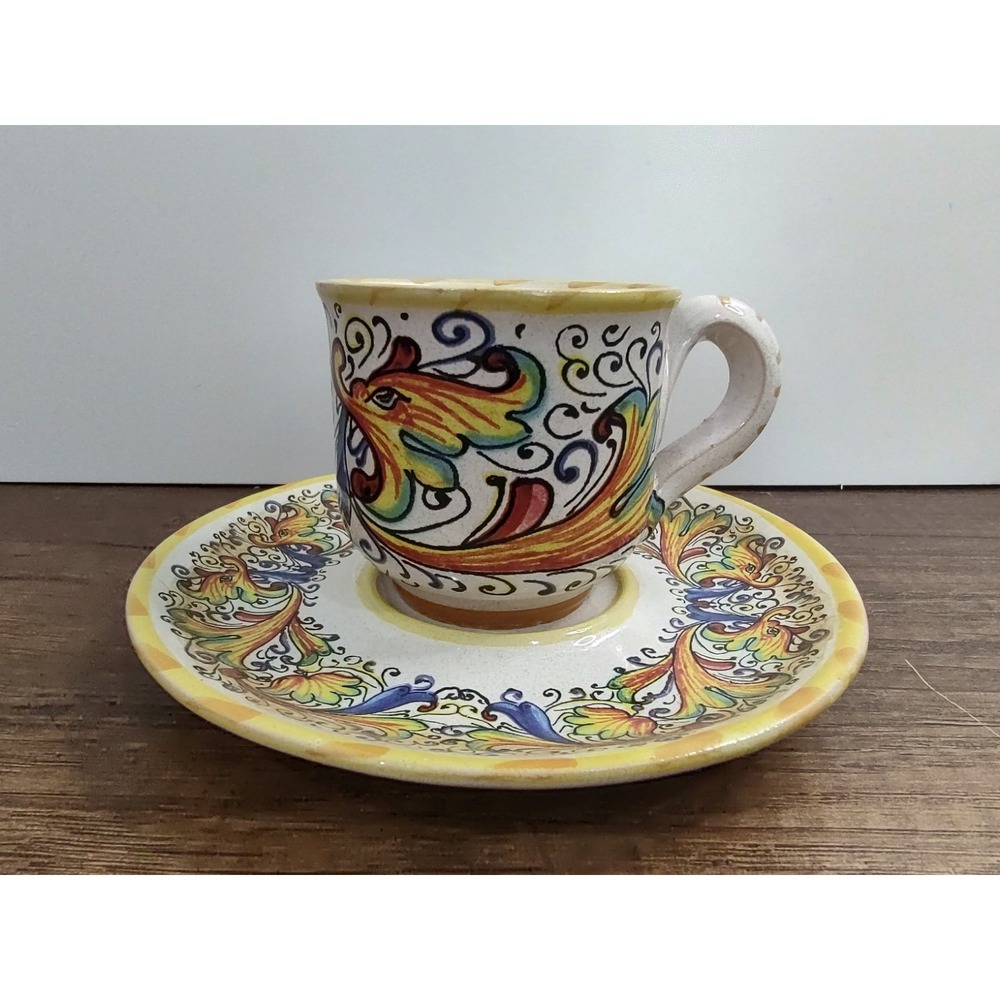 Meridiana Ceramiche Italy Hand Painted Demitasse Expresso Cup And Saucer W5